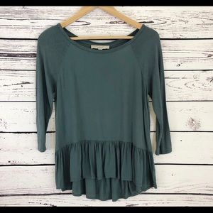 LOFT Teal Peplum Top